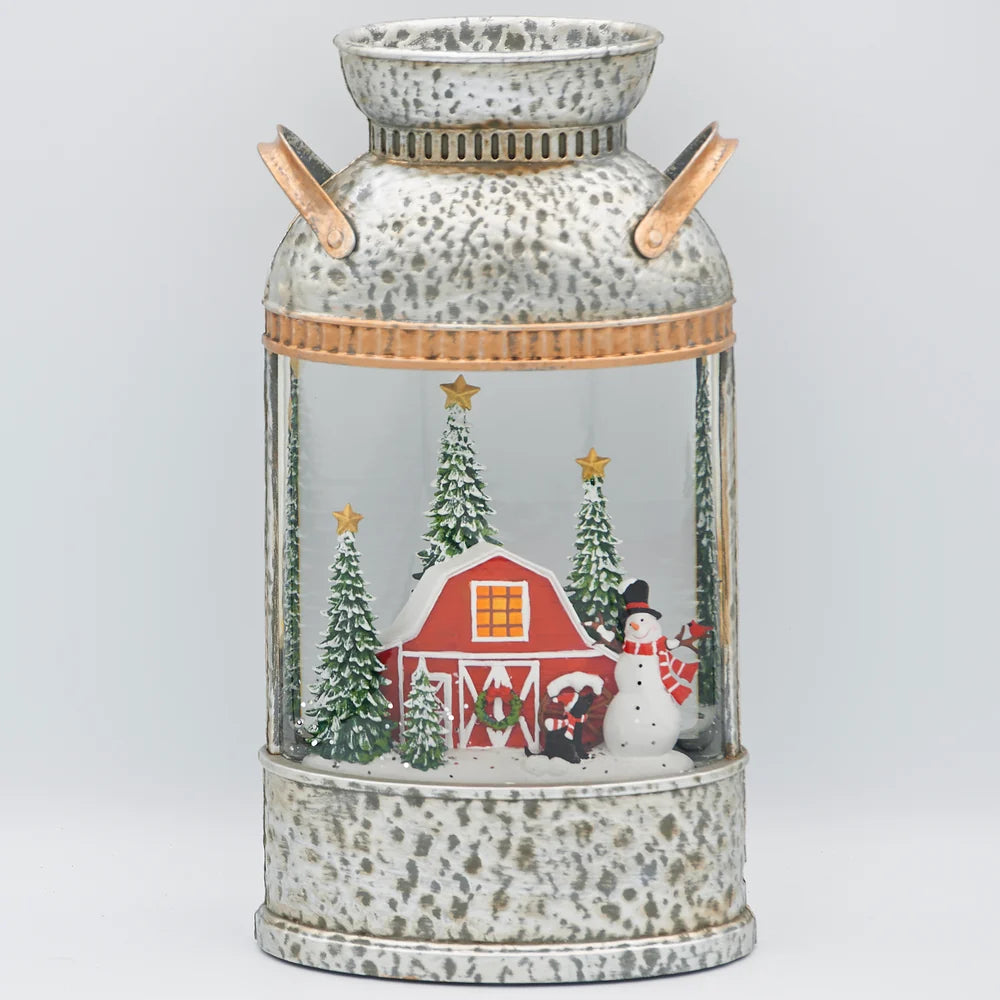 Roman Lighted Swirl Winter Farm Milk Can
