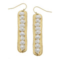 Gold Bar & Pearl Earrings