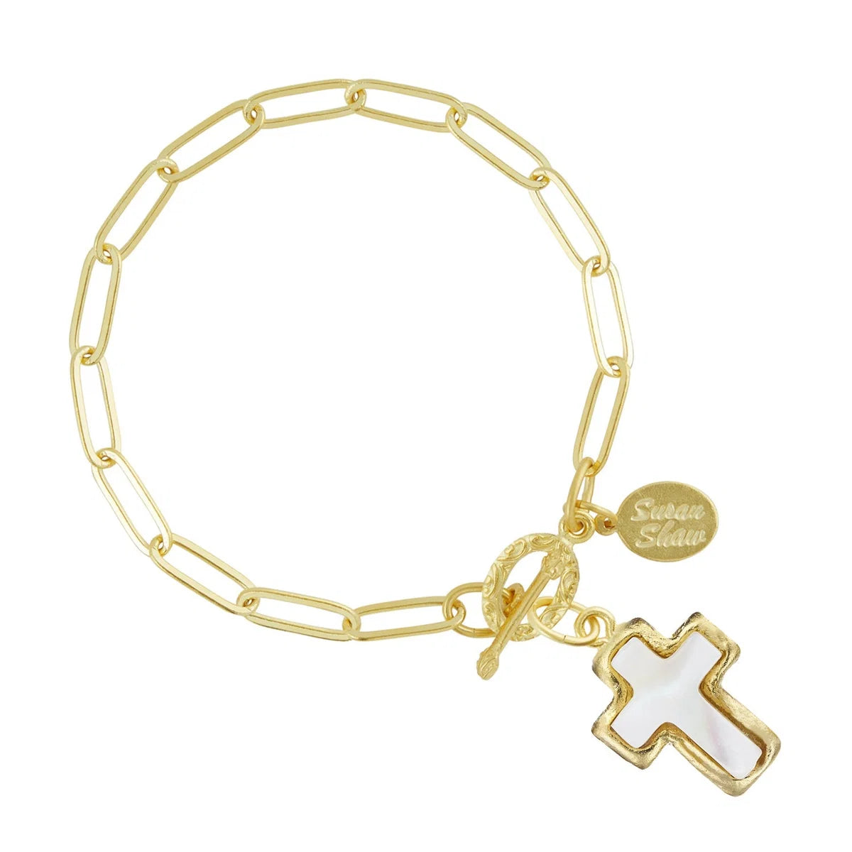 Mother of Pearl Paperclip Bracelet