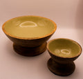 ENAMELED WOOD FOOTED BOWL LG