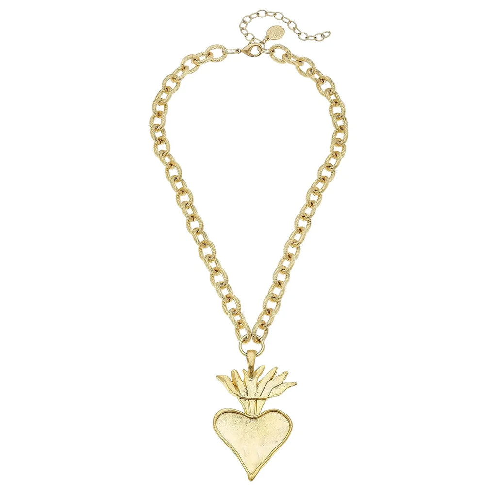 Susan Shaw Flaming Heart Chain Neclace