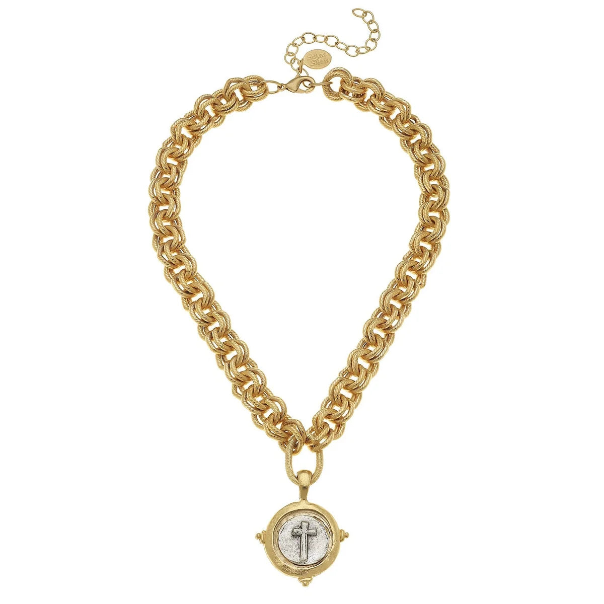 Mixed Metal Cross Necklace