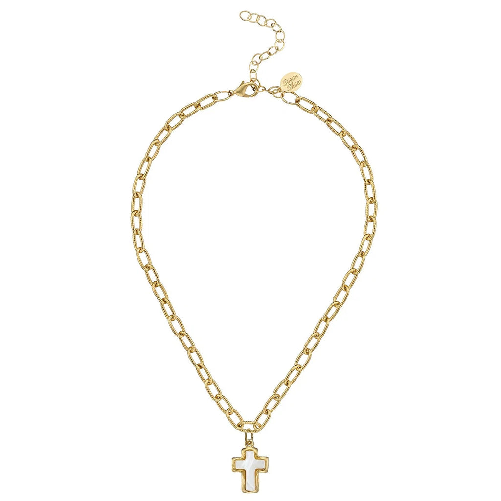 Mother of Pearl Cross Necklace