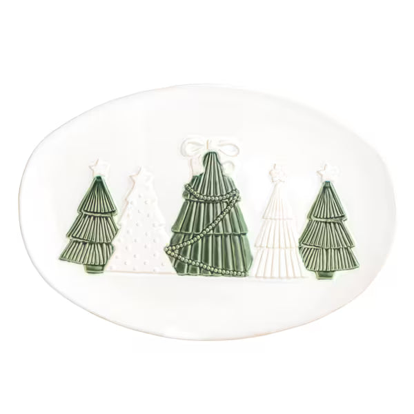 Mud Pie Pressed Lace Christmas Tree Platter