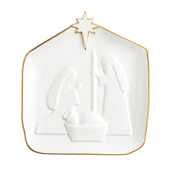 Mud Pie White and Gold Nativity Platter