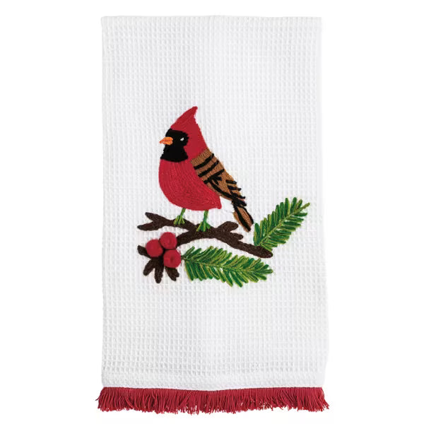 Mud Pie Christmas Embroidered Fringe Towels