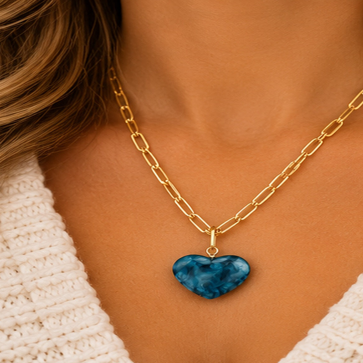Michelle Mcdowell Teal Natalia Heart Pendant Necklace