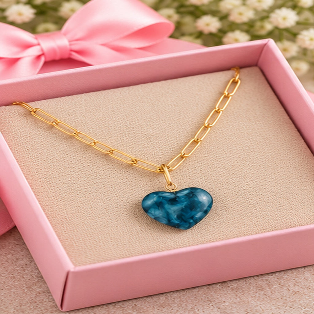 Michelle Mcdowell Teal Natalia Heart Pendant Necklace
