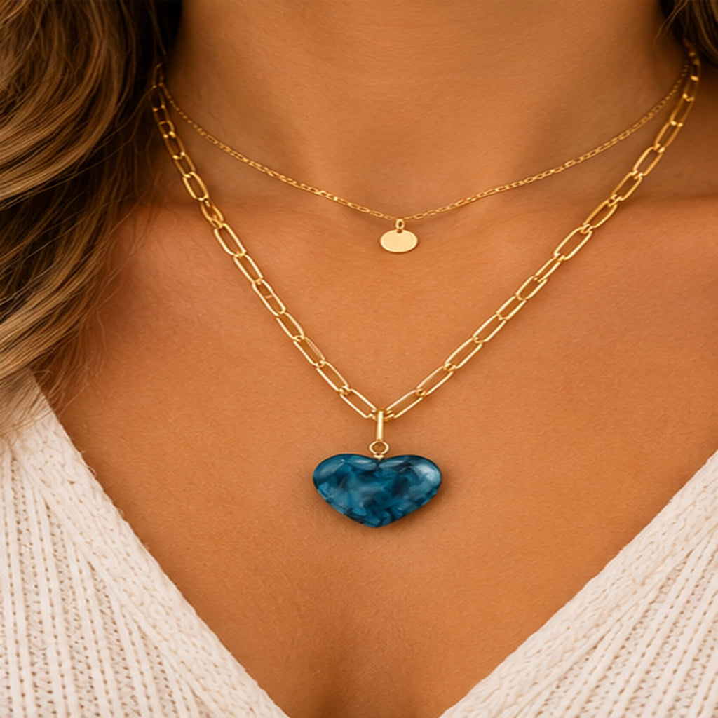 Michelle Mcdowell Teal Natalia Heart Pendant Necklace