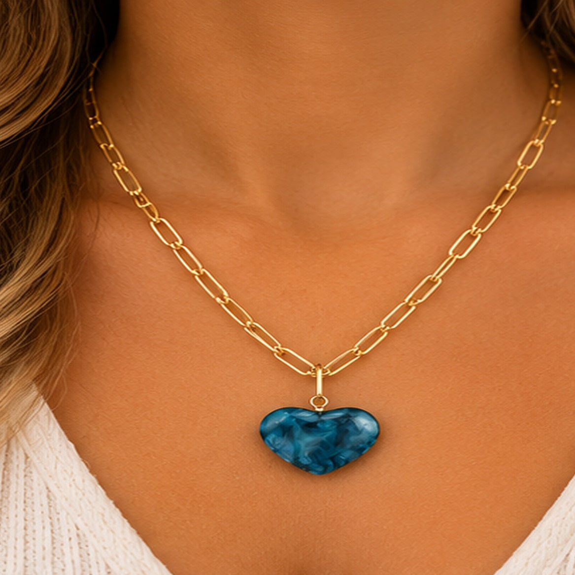 Michelle Mcdowell Teal Natalia Heart Pendant Necklace