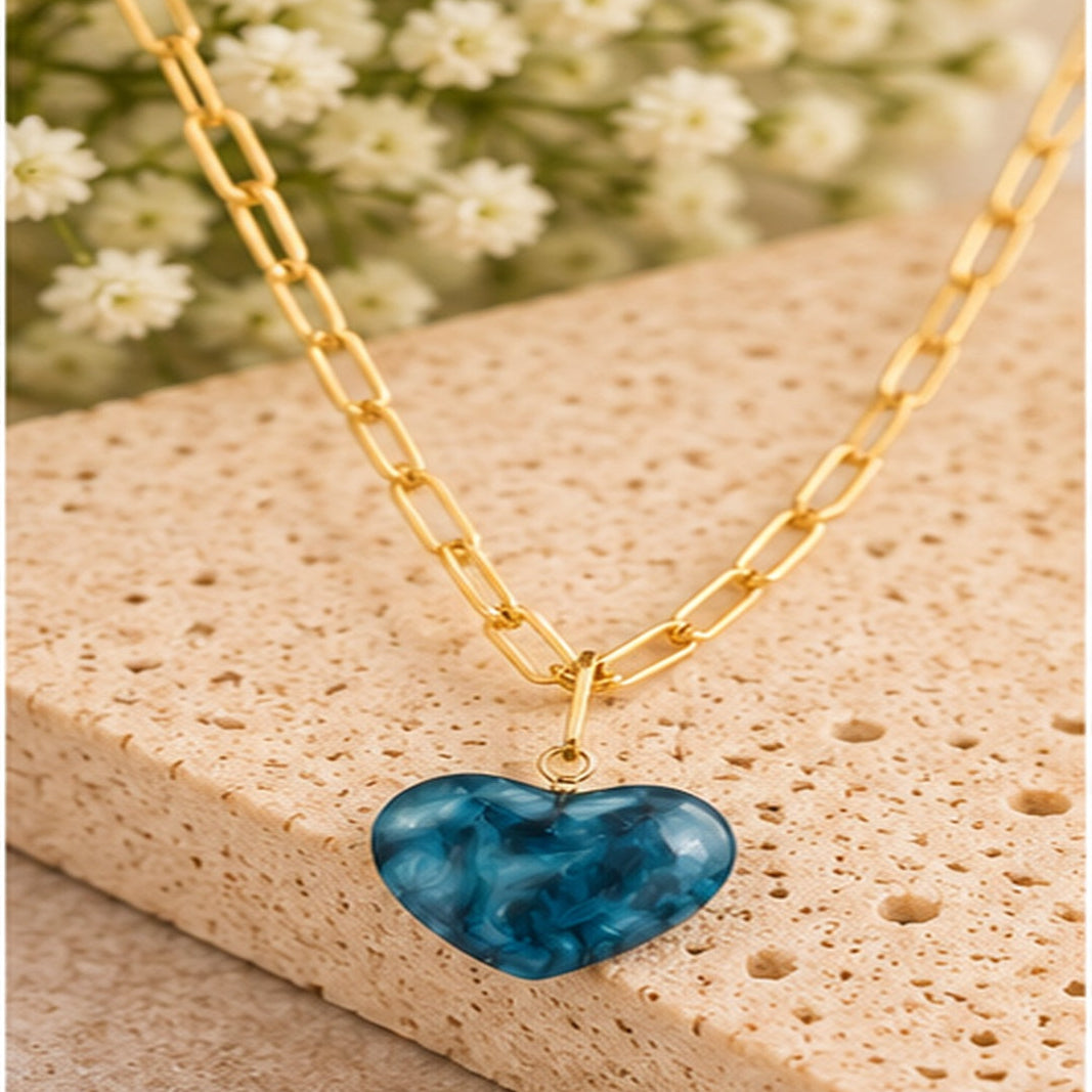 Michelle Mcdowell Teal Natalia Heart Pendant Necklace