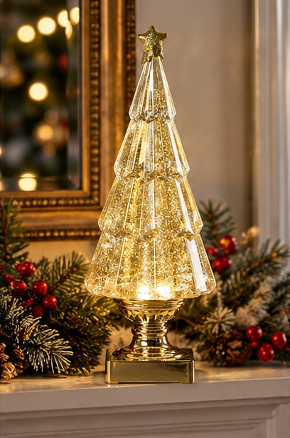 Roman Confetti Lites Lighted Swirl Tree with Gold Glitter