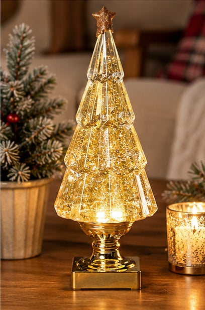 Roman Confetti Lites Lighted Swirl Tree with Gold Glitter