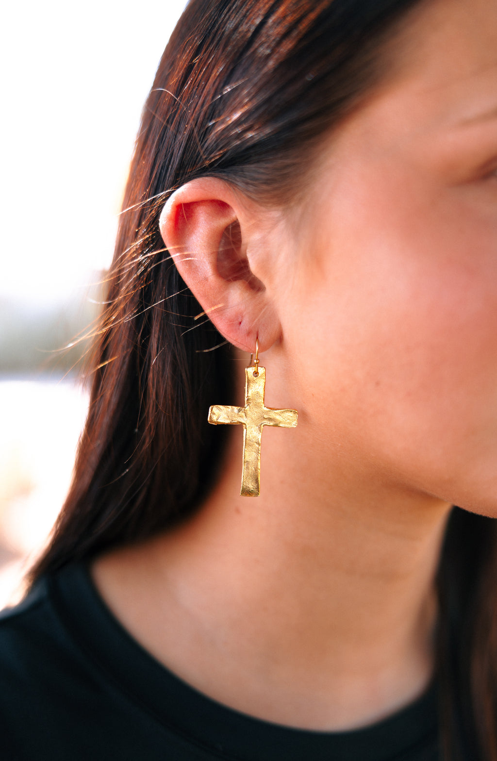Susan Shaw Gold Cross Earrings
