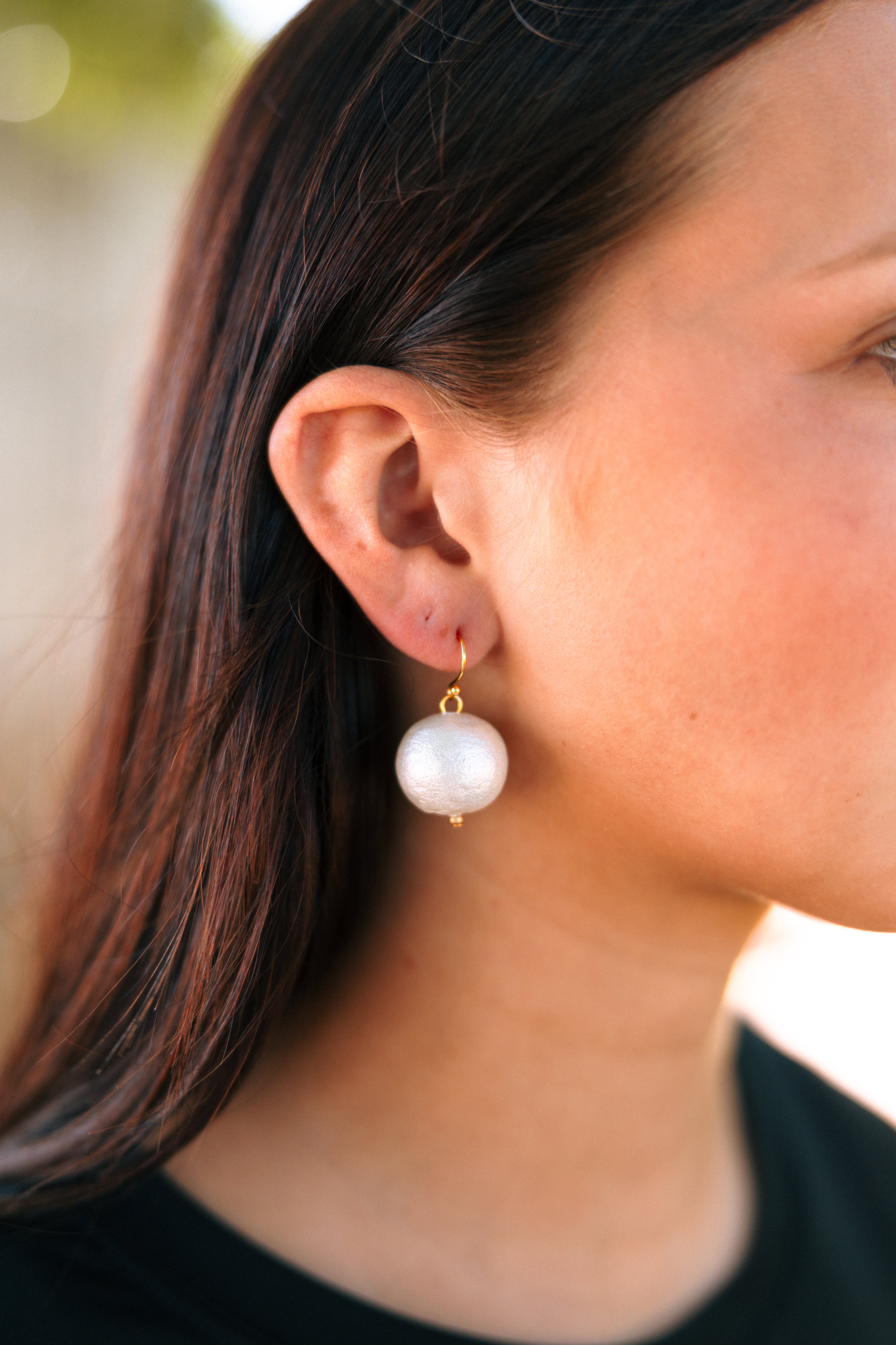 Cotton Pearl Drop Earrings