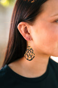 Teardrop Tortoise Filigree Earrings