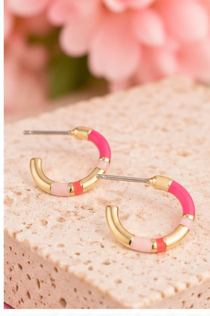 Michelle Mcdowell Layne Pink Hoop Earrings