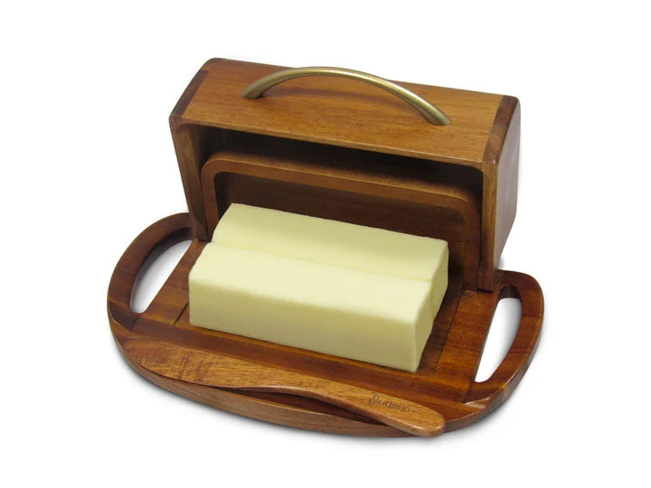 Butterie Acacia Wood Flip-Top Butter Dish
