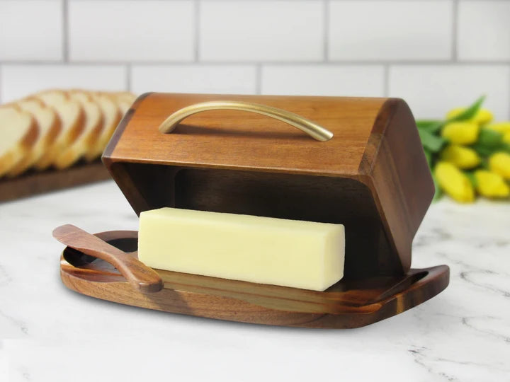 Butterie Acacia Wood Flip-Top Butter Dish