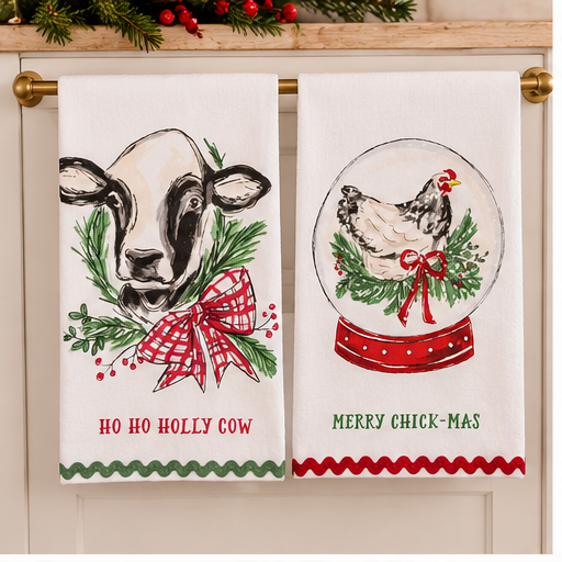 Mud Pie Christmas Ric Rac Hand Towels