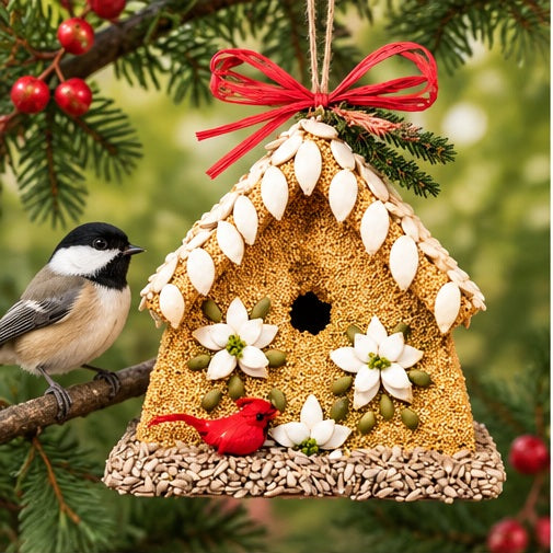 Mr. Bird Poinsettia House Bird Feeder