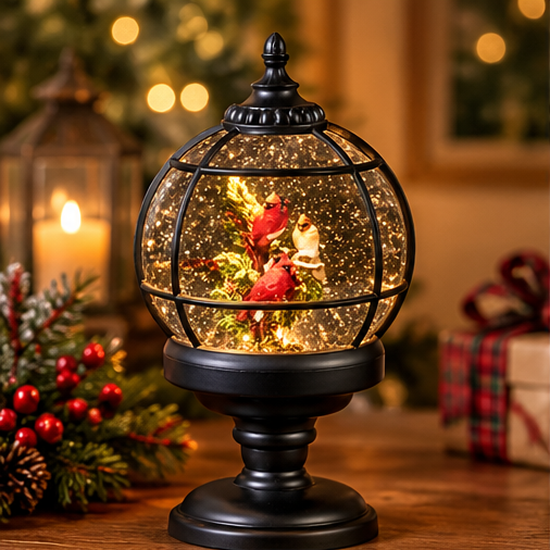 Roman Lighted Swirl Cardinals Globe