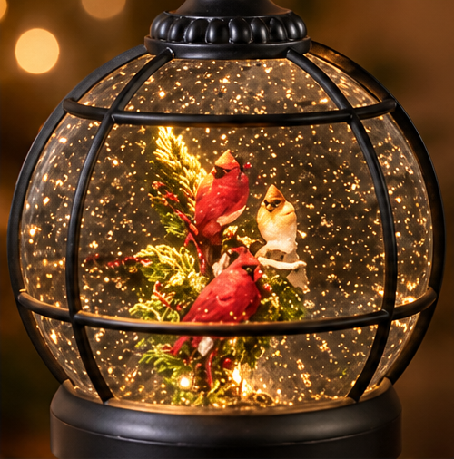 Roman Lighted Swirl Cardinals Globe