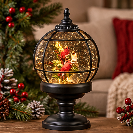 Roman Lighted Swirl Cardinals Globe