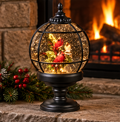 Roman Lighted Swirl Cardinals Globe