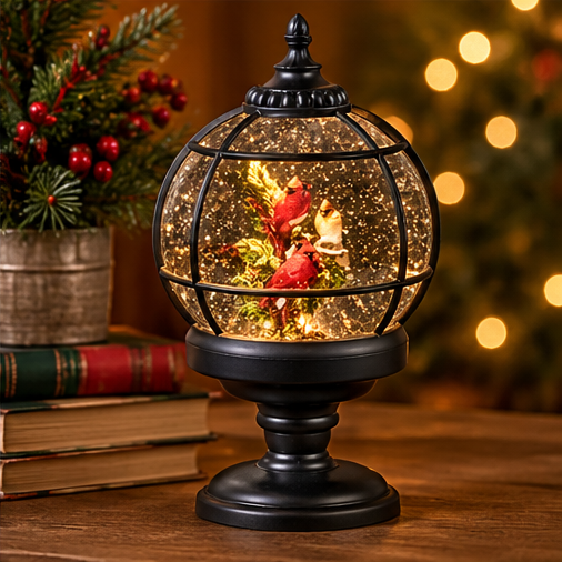 Roman Lighted Swirl Cardinals Globe