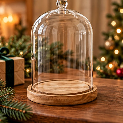 Two's Company Cloch with Ball Handle & Wooden Base