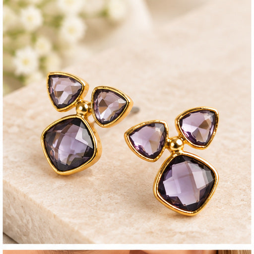 Winton & Waits Amethyst Gemstone Stud Earrings