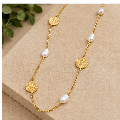 Susan Shaw Bee + Pearl Layering Necklace
