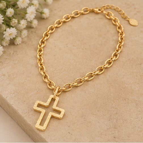 Susan Shaw Gold Open Cross Necklace