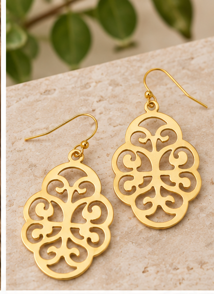 Susan Shaw Leaf Cut-Out Earrings
