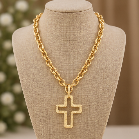 Susan Shaw Gold Open Cross Necklace