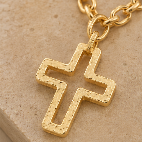Susan Shaw Gold Open Cross Necklace