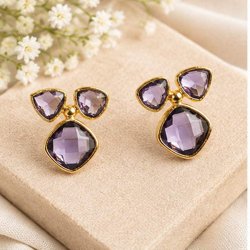 Winton & Waits Amethyst Gemstone Stud Earrings