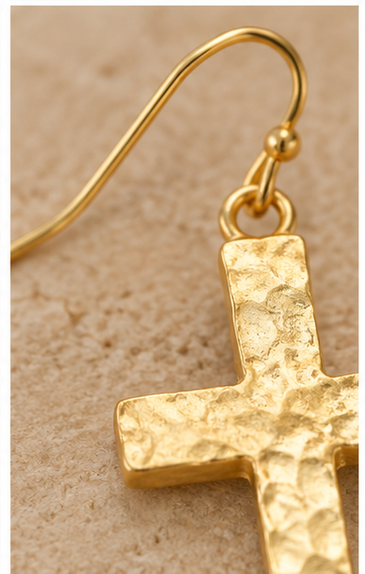 Susan Shaw Gold Cross Earrings