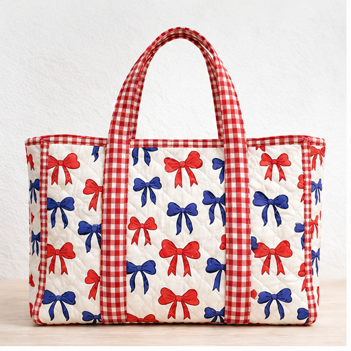 Nash Gray American Red/Blue Bow Tote