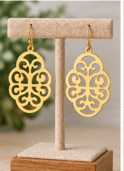 Susan Shaw Leaf Cut-Out Earrings