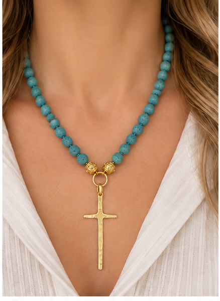 Susan Shaw Cross Turquoise Necklace