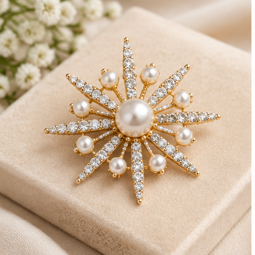 Winton & Waits Gold and Pearl Brooch