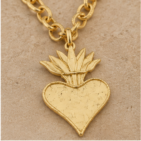 Susan Shaw Flaming Heart Chain Neclace