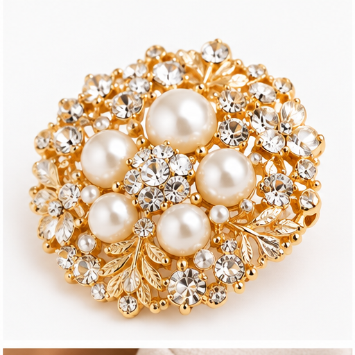 Winton & Waits Gold and Pearl Brooch