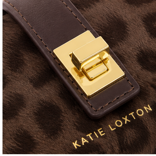 Katie Loxton Chocolate Leopard Orin Twist Lock Wallet