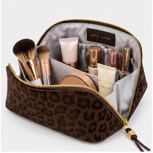 Katie Loxton Chocolate Leopard Makeup Bag