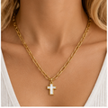Susan Shaw Mother of Pearl Cross Necklace