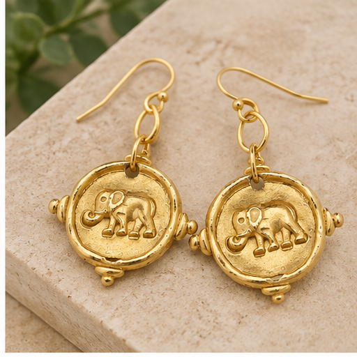 Susan Shaw Elephant Intaglio Earrings