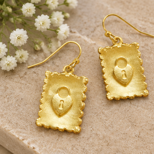 Susan Shaw Lock Stamp Earrings